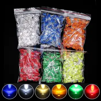 5mm LED Diode F5 Sortiertes Kit IBUW Weiß Grün Rot Blau Gelb Orange Rosa Lila Warmweiß DIY (100 Stück)