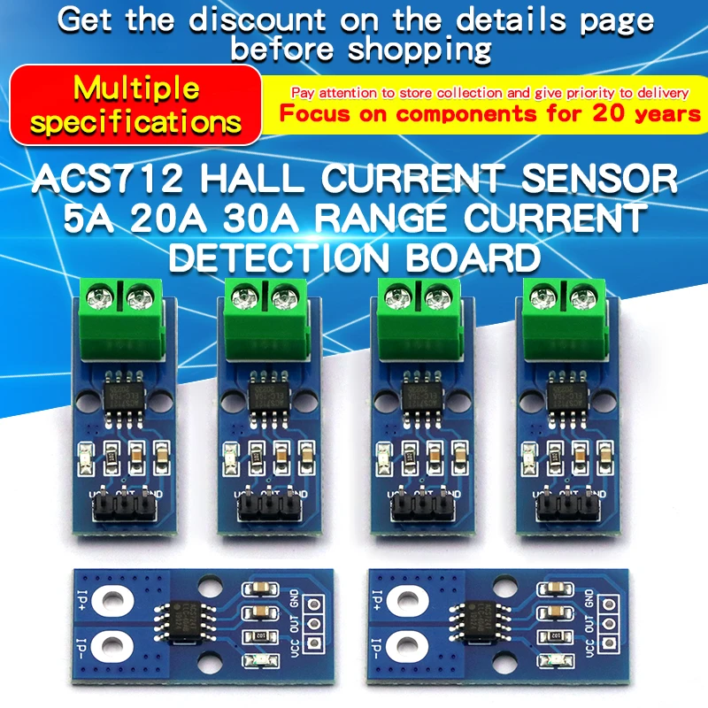 ACS712 ACS724 Modul 5A 20A 30A Palette Strom Erkennung Board Halle Aktuelle Sensor