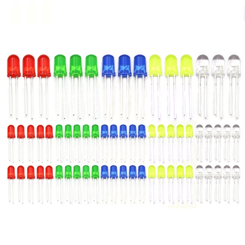 3mm LED Diode Assorted Kit Weiß Grün Rot Blau Gelb Orange (60 Stück) – Bild 4