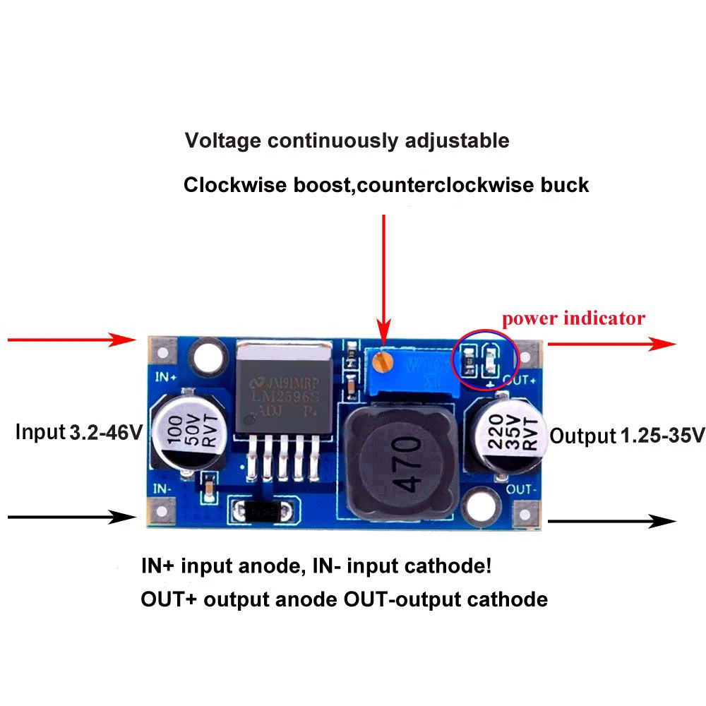 LM2596s DC-DC Step-Down-Stromversorgungsmodul 3A Einstellbares – Bild 2