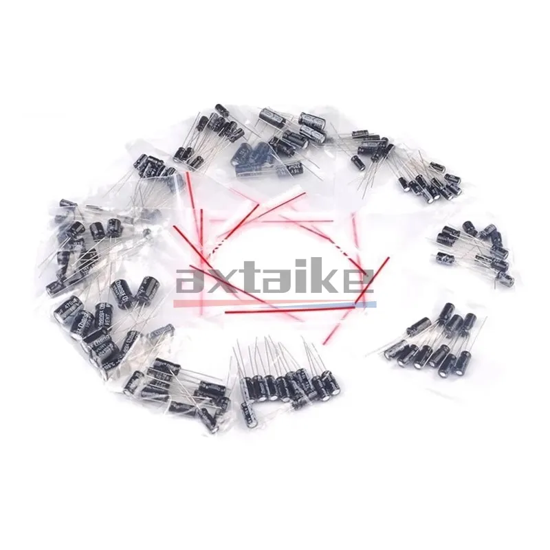 16V 25V 50V 0,1uF - 1000uF Aluminium-Elektrolytkondensator-Sortiment-Set in Box 1uF 4,7uF 10uF 47uF 220uF