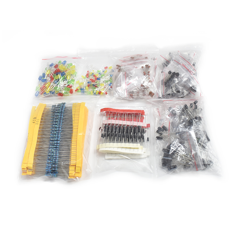Metallfilm-Widerstands-Sortimentsset, LED-Dioden, Elektrolytkondensator, Keramik-Set, Transistor-Pack