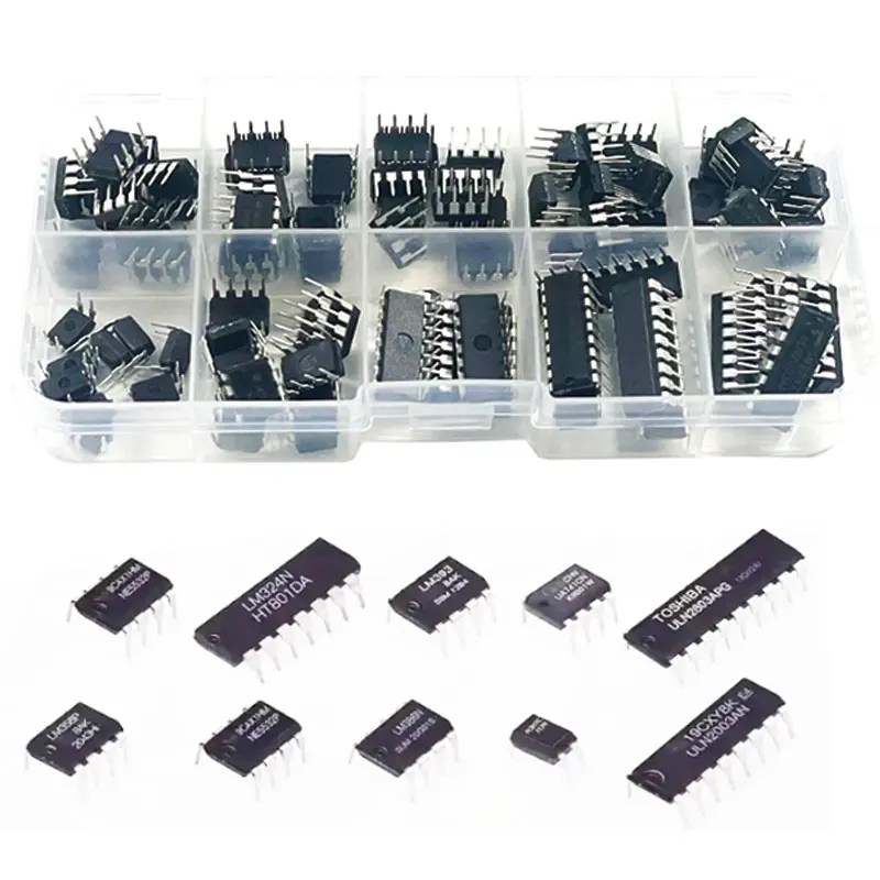 10 Arten 85 Stück Spezifikationen IC NE555 LM324 integrierter Schaltkreis-Chip-Kit DIP-Direkteinfügung