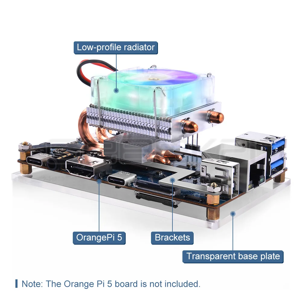 Geeekpi orange pi 5 orange pi 5b Low-Profile-Eisturm CPU RGB LED-Licht – Bild 5