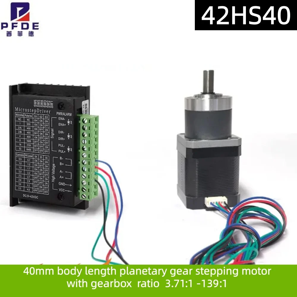 NEMA17 Schrittmotor 42HS40 40mm Gehäuselänge mit 3,71:1 -139:1 Übersetzungsverhältnis NEMA17