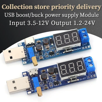 DC-DC 5V bis 3,5V / 12V USB Step UP / Down Netzteilmodul Einstellbarer Boost Buck Converter Out DC 1,2V-24V