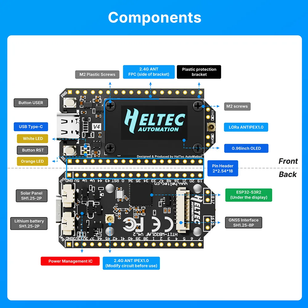 Meshtastic Heltec LoRa 32 V4 0,96 Zoll OLED Solarbetriebenes LoRa 32 – Bild 2