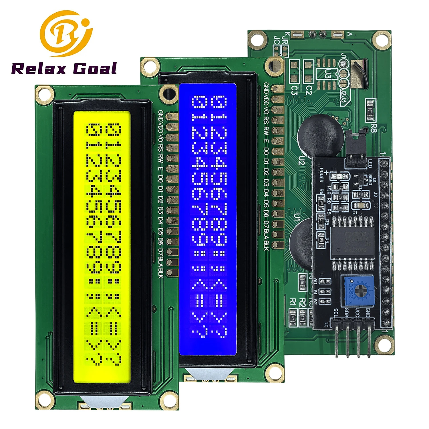 LCD1602 IIC LCD-Anzeigemodul 16x2 Zeichen LCD PCF8574 PCF8574T I2C-Adapterschnittstelle 5V Blau Gelb Grüner