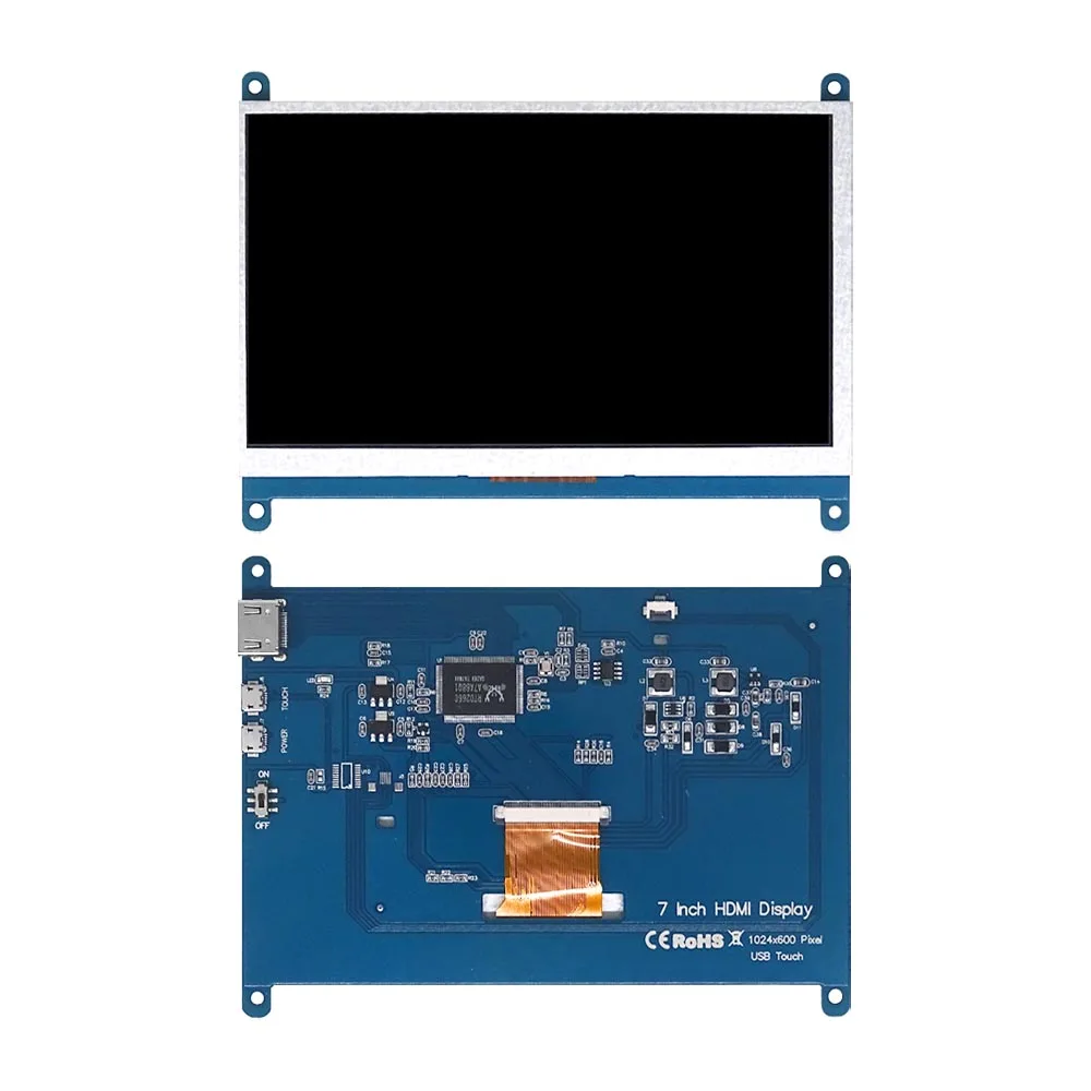 7 Zoll Raspberry Pi 4/3/2/B/B+/A+ Monitor 1024x600 IPS 5-Punkte kapazitives Touchscreen-Laufwerk HDMI-Display
