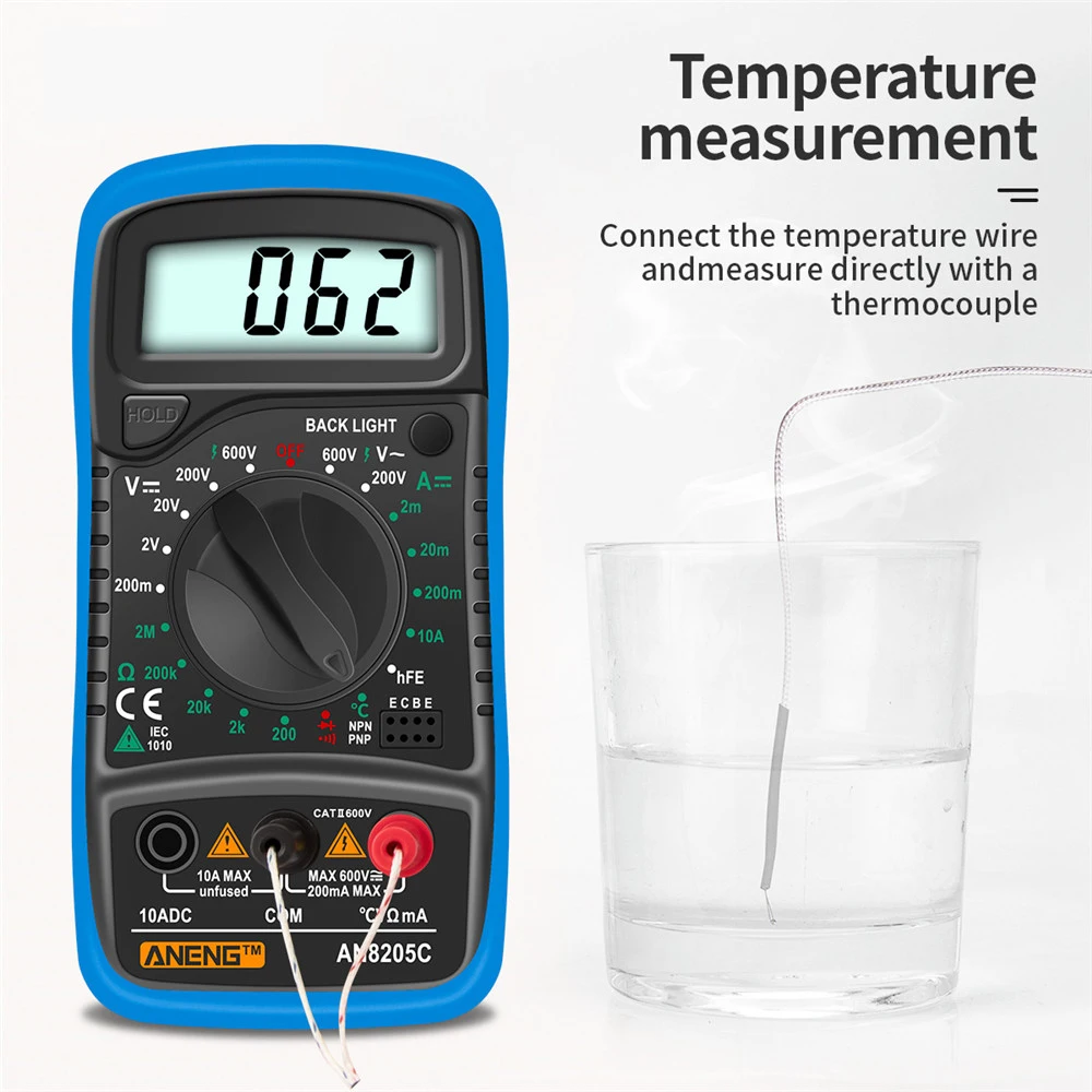 LCD-Digital multimeter AC/DC-Ampere meter Volt Ohm Test messer an8205c – Bild 3