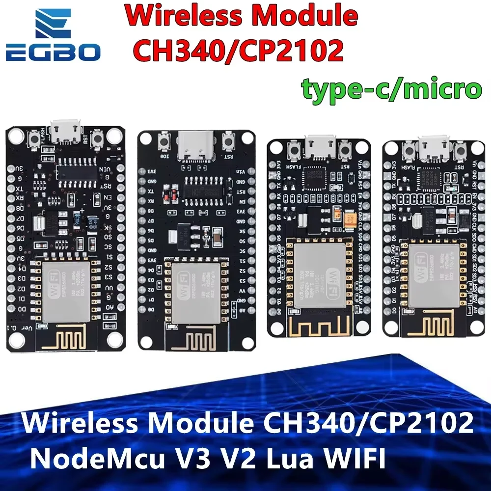 NodeMCU ESP8266 ESP-12E Entwicklungsboard (V3/V2) - Lua-fähiges IoT-WLAN-Modul mit CH340/CP2102 PCB-Antenne