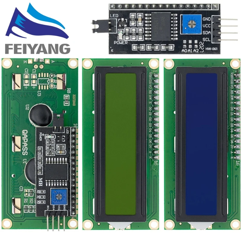 LCD1602 1602 LCD-Modul Blau/Gelb Grüner Bildschirm 16x2 Zeichen LCD-Display PCF8574T PCF8574 IIC