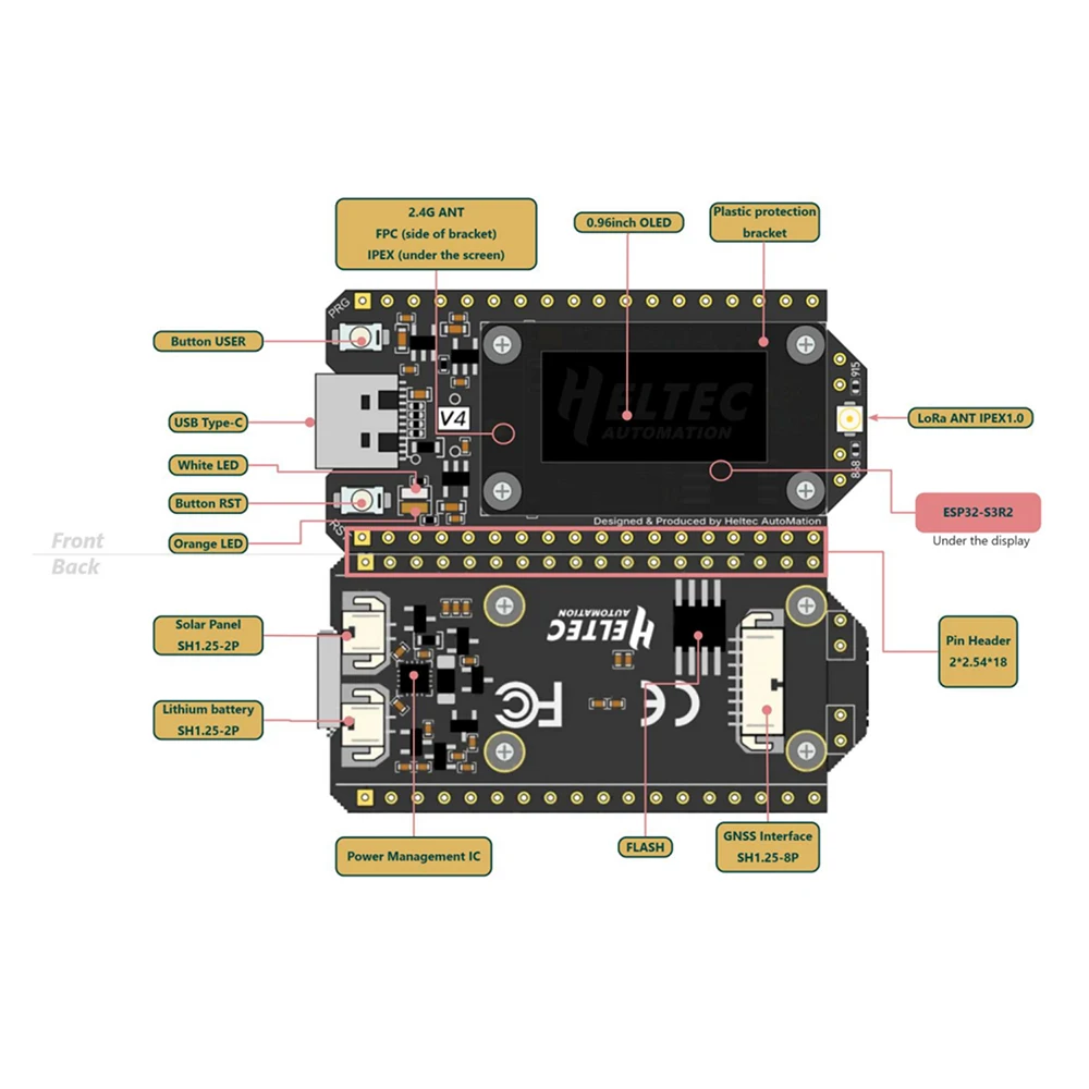 863-928 MHz Heltec LoRa 32 V4 Meshtastic GPS ESP32 SX1262 OLED – Bild 4