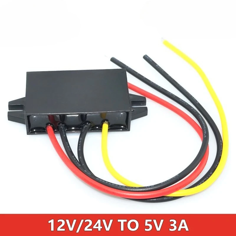 12V 24V bis 5V 3A Netzteil Typ-C USB DC-DC Auto Stromrichter Adapter Abwärtsspannung mit Verpolungsschutz