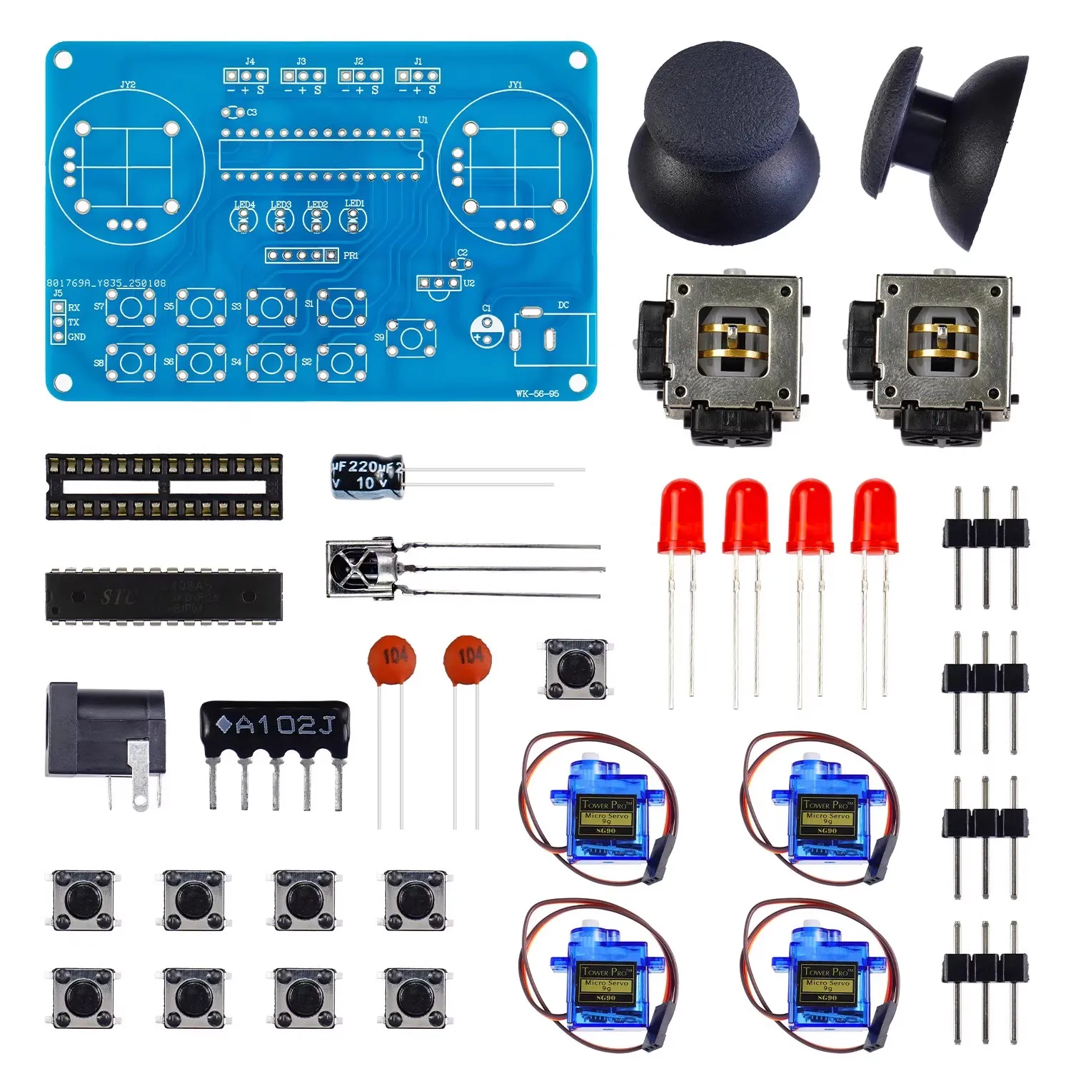 Lötbausatz für Mikrocontroller-Roboterarm mit Acrylgehäuse, Vier – Bild 3