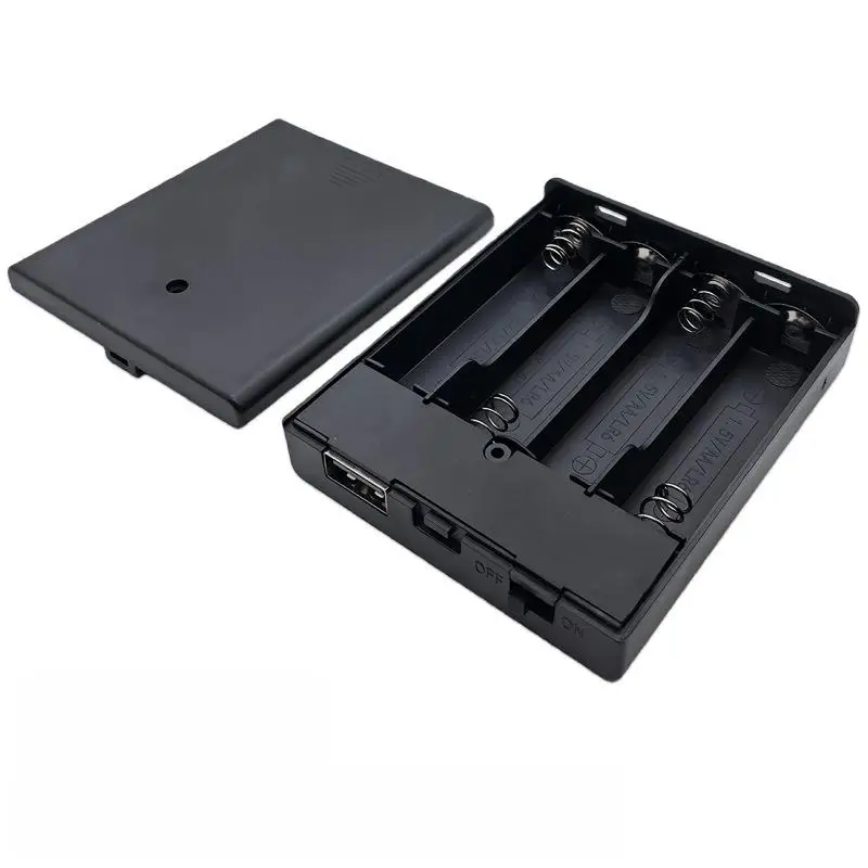 4xAA Batteriehalter mit USB-Anschluss & Schalter, Konvertierbar zu 5V – Bild 2