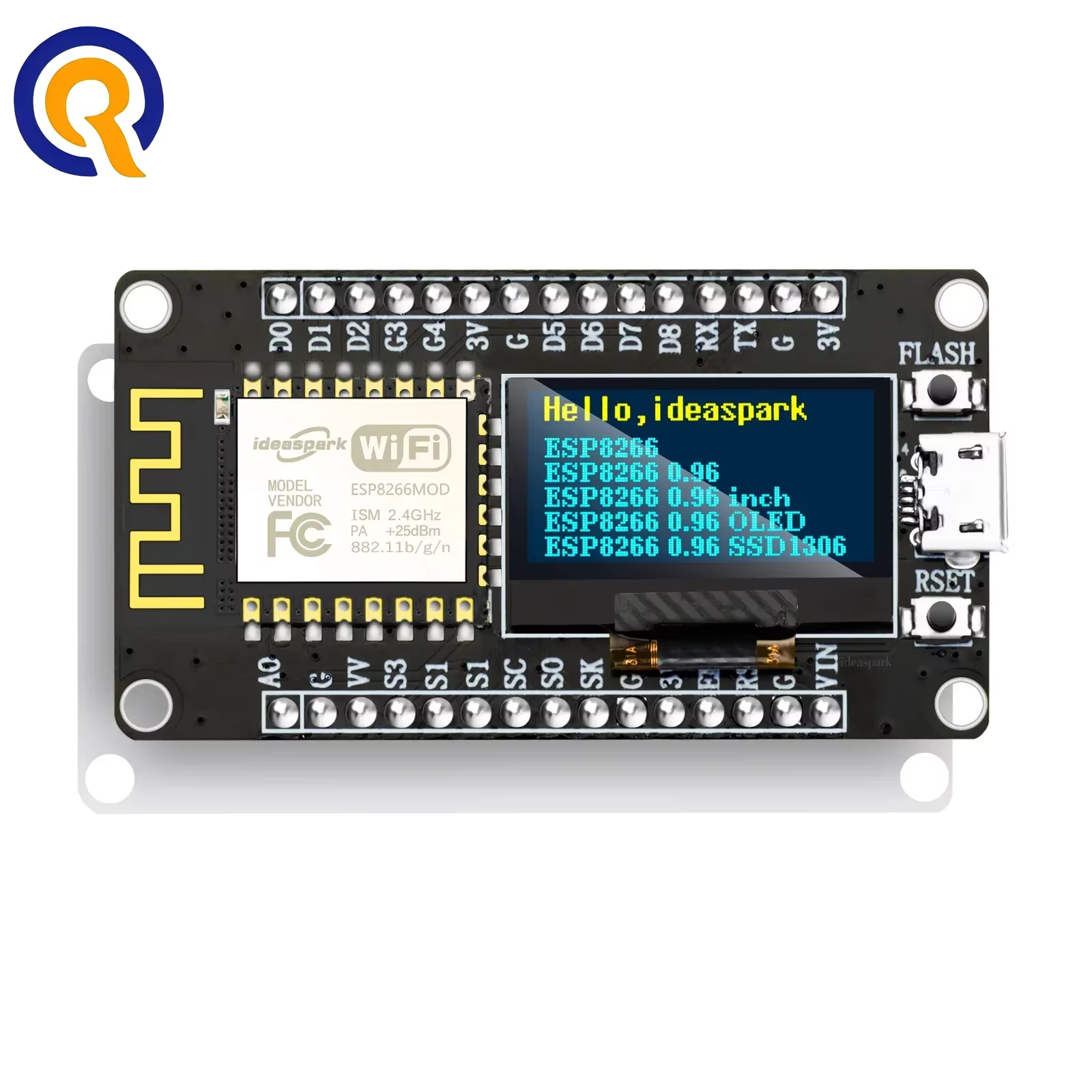 NodeMCU ESP8266 Entwicklungsboard mit 0,96 OLED-Display CH-340 ESP-12E WiFi-Modul, Micro-USB