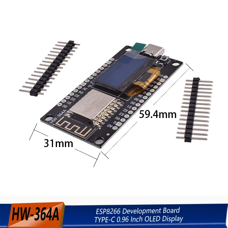 NodeMCU ESP8266 Entwicklungsboard mit 0,96 Zoll OLED-Display CH340G ESP-12E WiFi-Modul TYPE-C USB