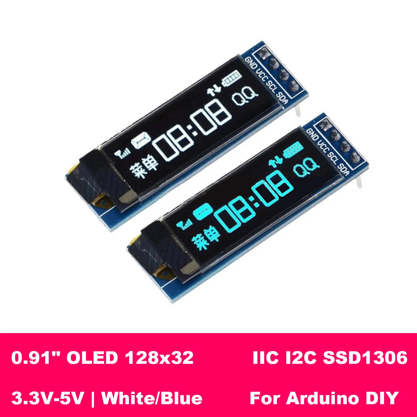 0,91 Zoll 0,96 Zoll OLED-Displaymodul I2C SSD1306 SSD1315 128x32 128x64 für Arduino ESP32 Raspberry Pi DIY