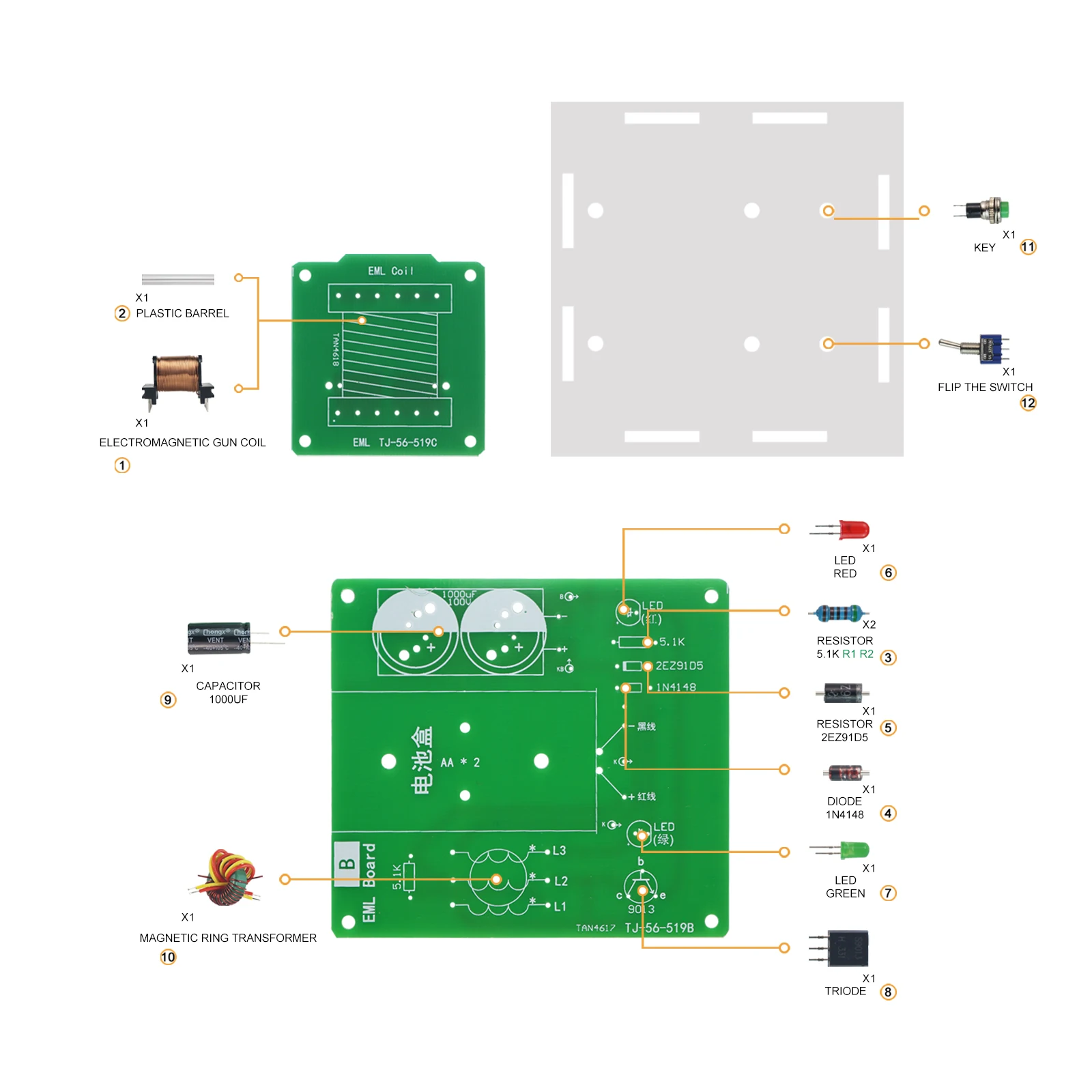 DIY elektronisches Kit Löten elektro magnetische Pistole Herstellung – Bild 2