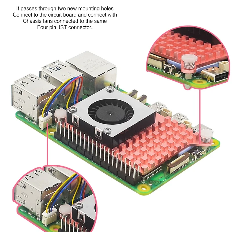 Raspberry Pi 5 Aktiver Kühler, Kupfer/Aluminium-Kühlkörper – Bild 5