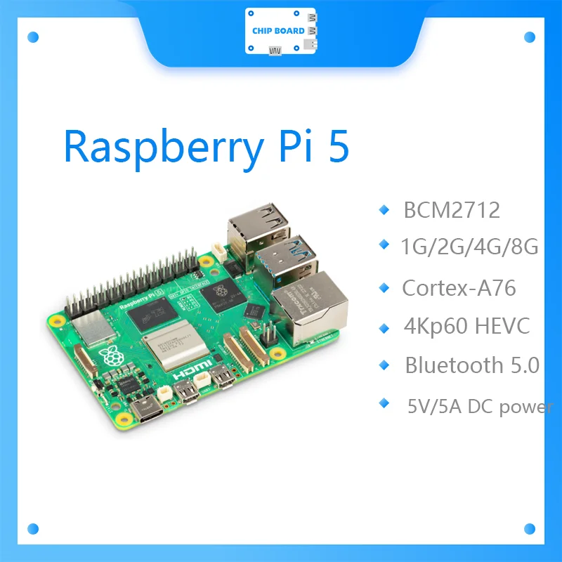 Raspberry Pi 5 Cortex-A76 Linux 4 GB 8 GB Armboard Python-Programmierung PCIe Gigabit Ethernet USB3.0