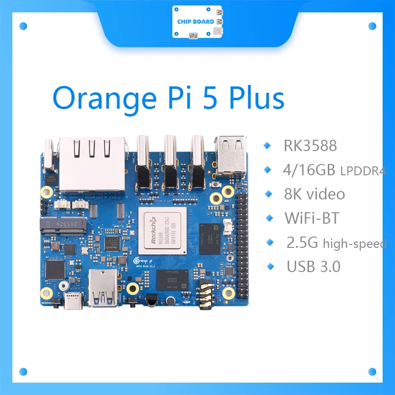 Orange Pi 5 Plus Einplatinen-Computer RK3588 PCIE-Modul Externes WiFi-BT SSD 8K Orange Pi5 Plus
