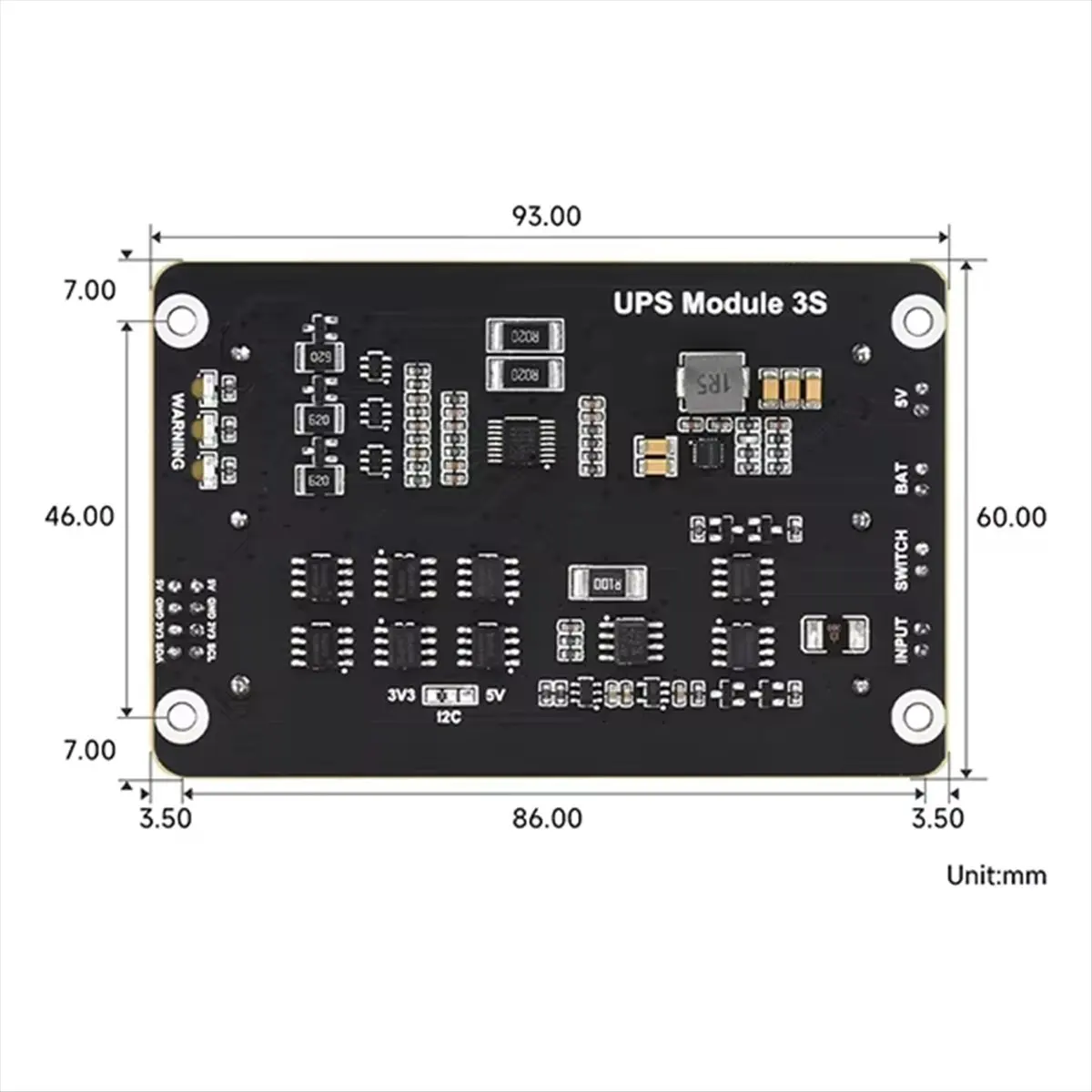 Persevering - Für Raspberry Pi 5 USV HAT, unterstützt 18650 Li-Batterie, 5 V unterbrechungsfreie