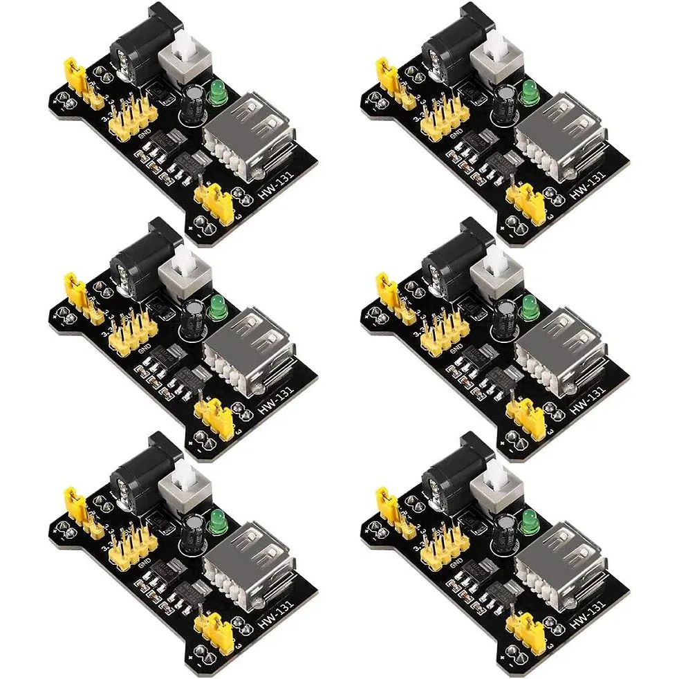 3,3V 5V MB102 Breadboard Netzteil Modul DC 6,5-12V USB für Arduino lötfreies Brot Board (6 Stück)