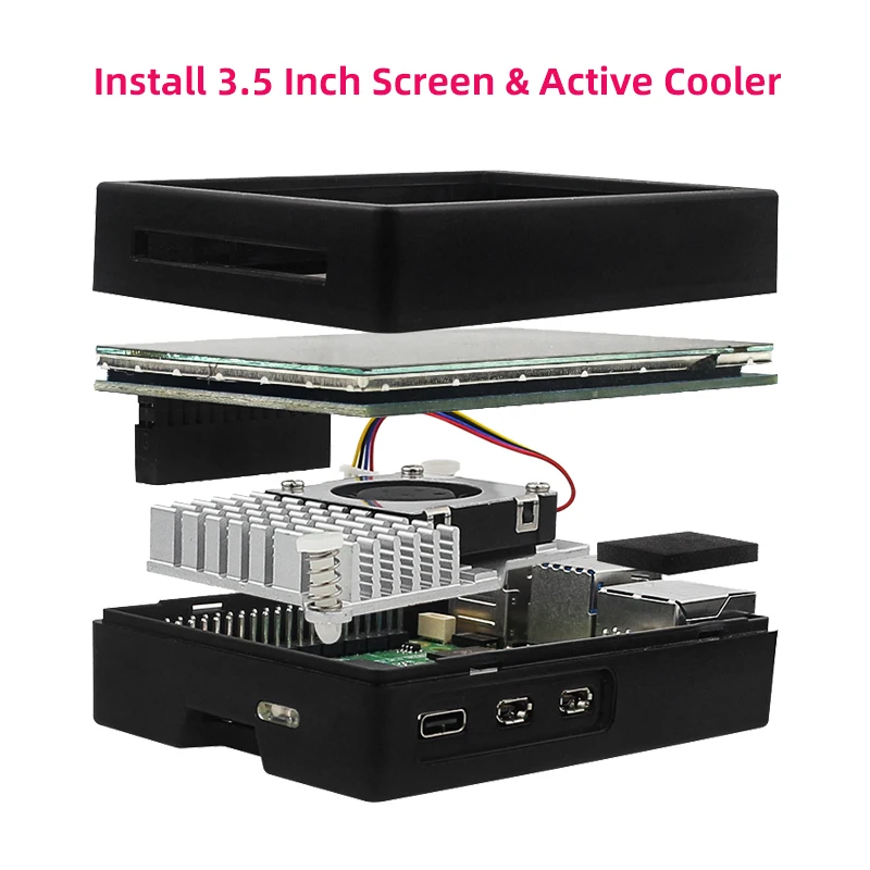 ABS-Gehäuse für Raspberry Pi 5, schwarz, silberfarben – Bild 4