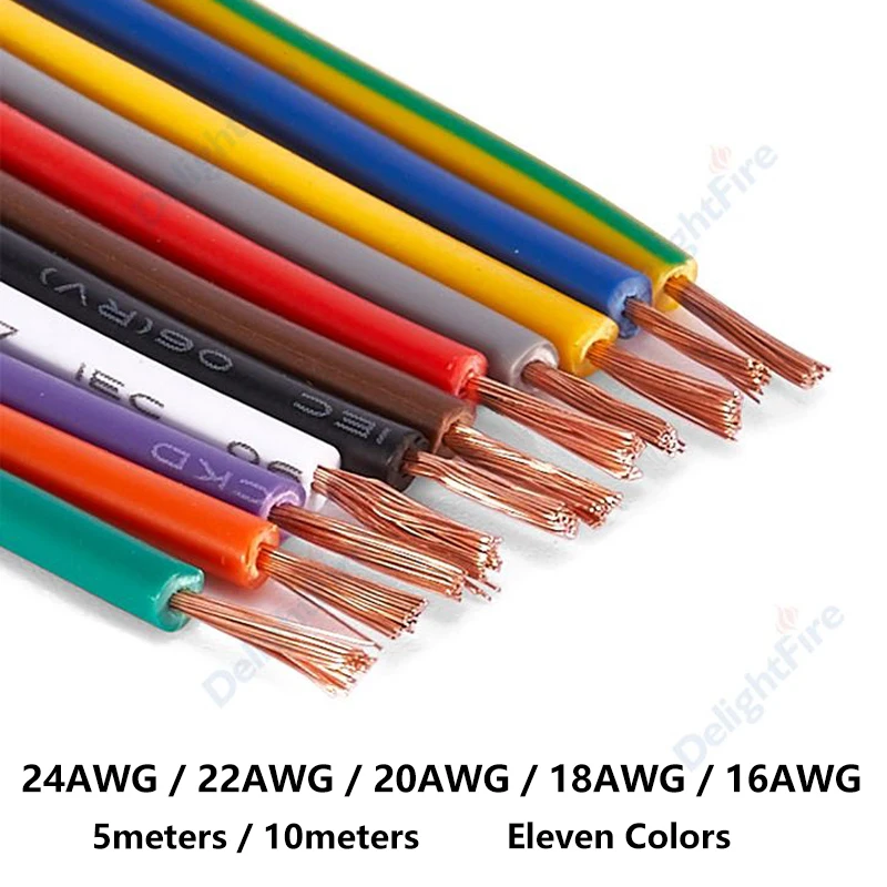 Mehrfarbiger elektrischer Draht, 14, 16, 18, 20, 22 AWG, flexibles PVC-Kupferdraht, elektronisches Kabel