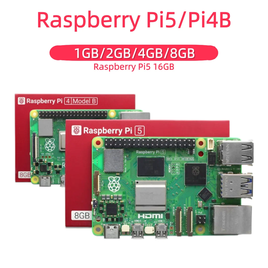 Raspberry Pi4 ModelB oder Raspberry Pi 5 Entwicklungsboard, ausgestattet mit Arm Cortex-A76