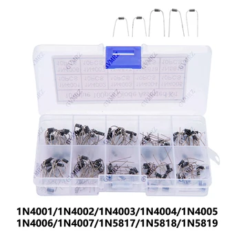 10 Werte Gleichrichterdioden-Sortiment-Set 1N4001 1N4002 1N4003 1N4004 1N4005 1N4006 1N4007 (100 Stück)