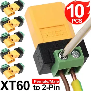 XT60-Steckverbinder, Schraubklemmenadapter, XT60-Stecker/Buchse auf 2-polige lötfreie Stromstecker