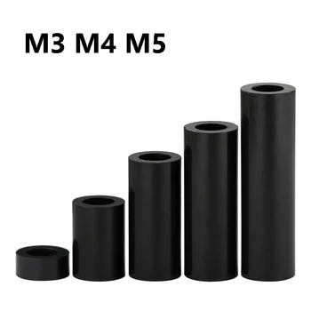 Schwarze Nylon-Rundabstandshalter M3 M4 M5 Gerade Durchgangs-Buchsenhülsen für 3D-Druck-Modelle DIY