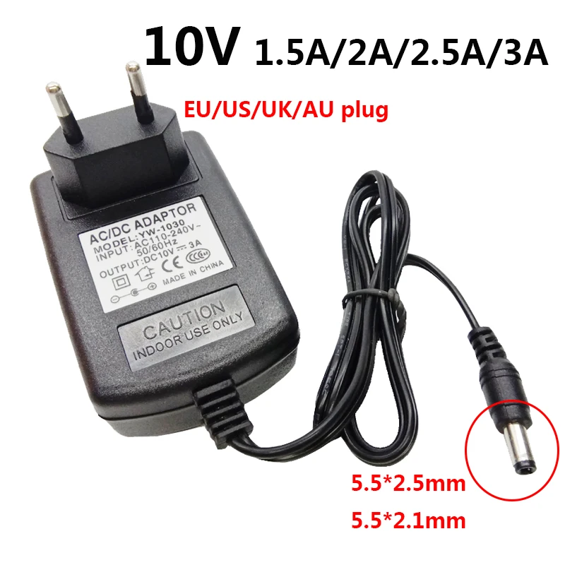 10 V 3 A Netzteil AC DC 10 V 1,5 A Adapter 10 V 2,5 A 2 A Universal-Schalttransformator UK AU EU US-Stecker