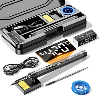 USB wiederaufladbarer Mini-Lötkolben, einstellbare Temperatur, Lötwerkzeug mit Zubehör, perfekt