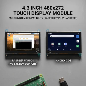 4,3 Zoll Raspberry Pi HDMI-Bildschirm mit Kapazitivem Touchscreen 480*272 für Raspberry Pi