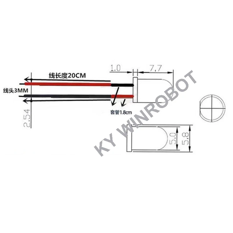 3mm LED 5-12V 20cm Vorverdrahtete Weiße Rote Grüne Blaue Gelbe UV RGB Dioden-Lampen Dekorative (10 Stück)