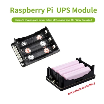 Raspberry Pi 5 UPS HAT Unterstützt 18650 Li-Akku 5V Unterbrechungsfreie Stromversorgung über I2C-Bus für Pi 4