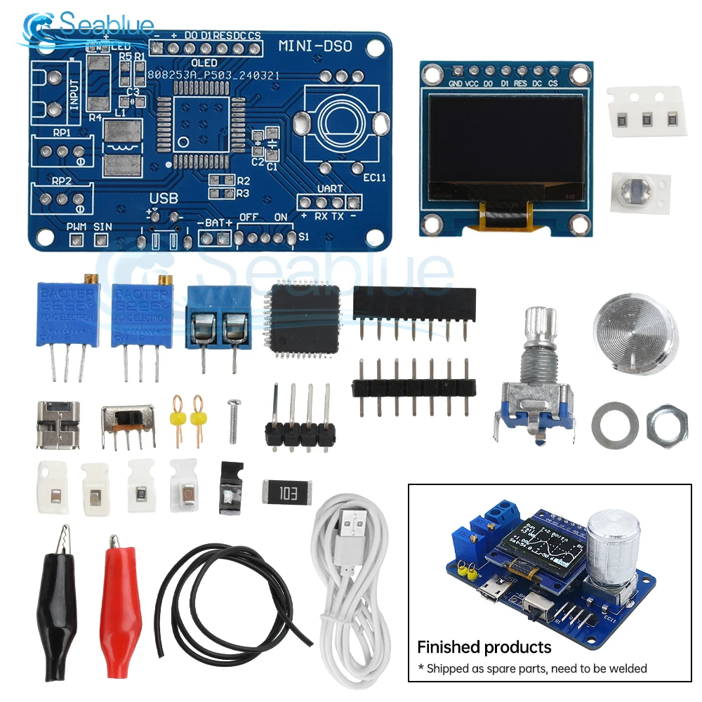 DIY Digitales Oszilloskop-Modul 0-30V 10kHz Abtastrate 3 Trigger-Modi PWM Sinuswellengenerator Einstellungen