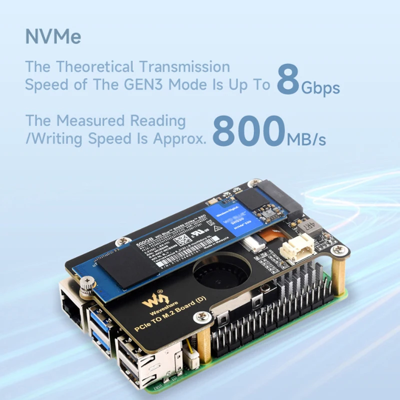 Raspberry Pi 5 PCIe zu M.2 NVME Kit 4G 8G 16 GB RAM Aktiver Kühler PD – Bild 5