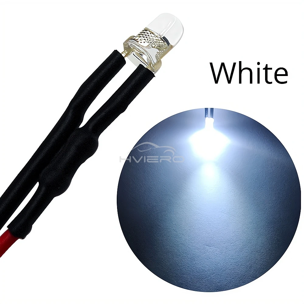 5/10/20X 3mm Runde LED 5-12V 20cm Vorverdrahtet Weiß Blau Gelb Diode – Bild 5