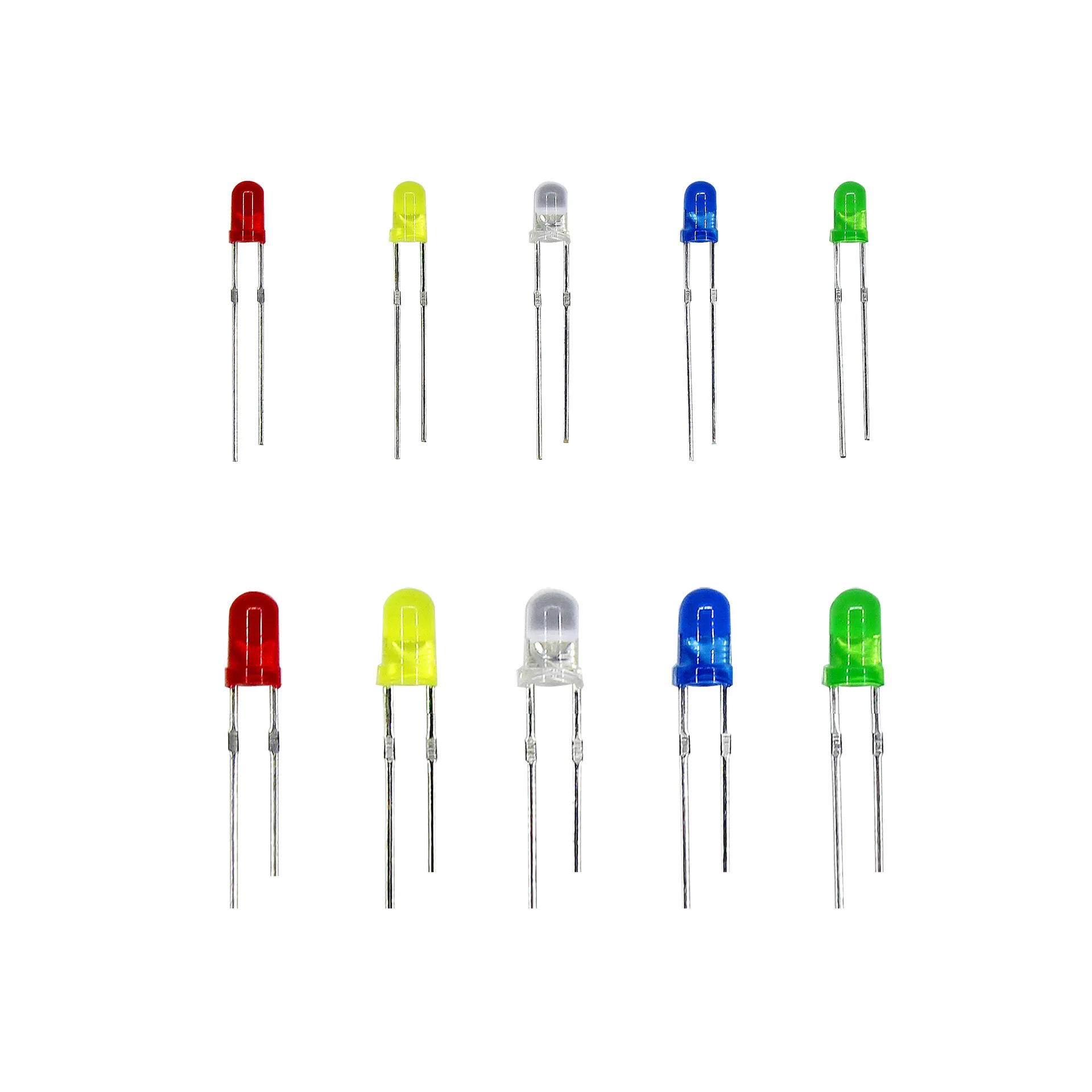 F3 F5 3 mm 5 mm LED-Dioden, rund, 5 Farben, je 100 Stück (500 Stück) – Bild 4
