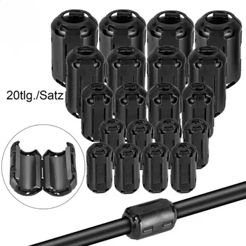 Filter-Unterdrücker, Ferritkern-Ringklemmen-Set, Anti-Jamming-Ringkern-Clip-on-Klemme für 3,5-13 mm (20 Stück)
