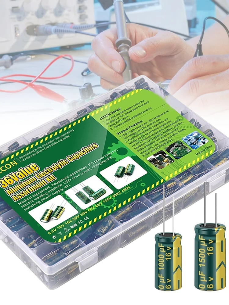 15/24/36 Werte 225/460/925 Stück Aluminium-Kondensatoren-Set 16V-50V – Bild 5