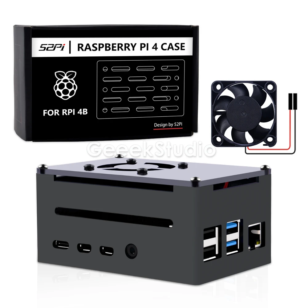 Raspberry Pi 4 Modell B Aluminium gehäuse schwarze Metall gehäuse mit leisem Lüfter für RPI 4B kompatiblen Poe