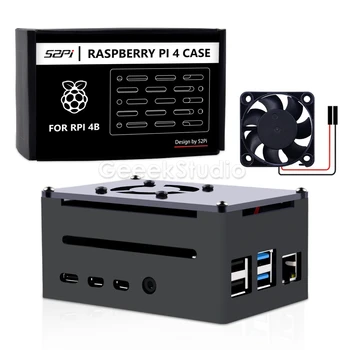 Himbeer Pi 4 Modell B Aluminium gehäuse schwarze Metall gehäuse mit leisem Lüfter für RPI 4B kompatiblen Poe