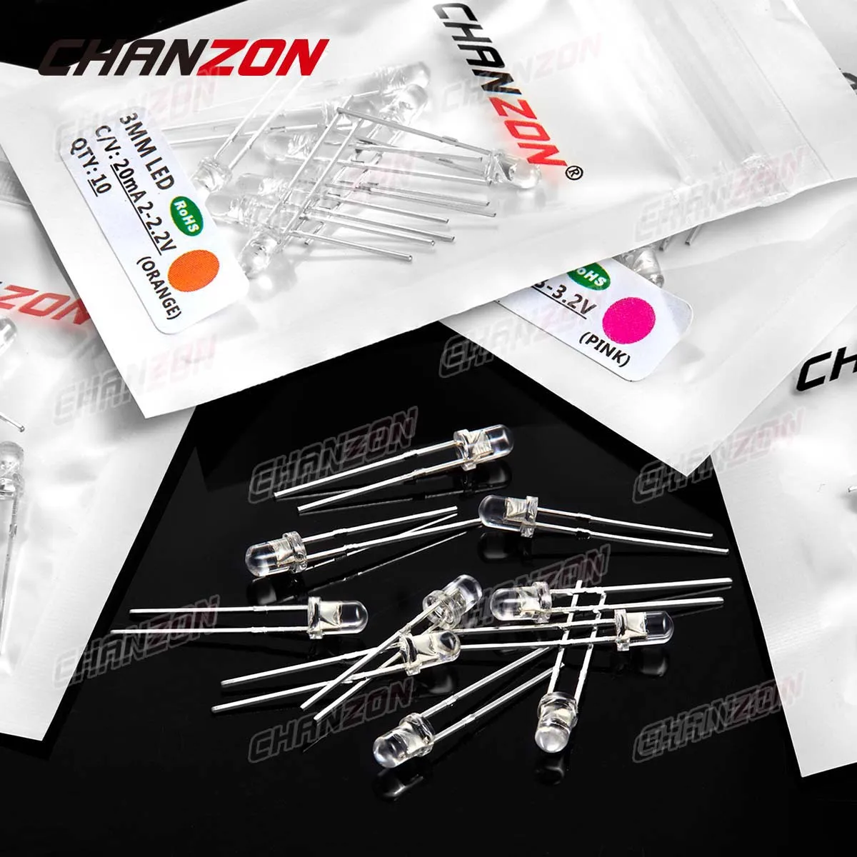 3mm LED-Diode, Leuchtdiode, Weiß Rot Grün, 3V, Größe 3mm für Elektronikprojekte