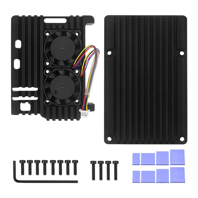 Dual-Lüfter Aluminiumgehäuse für Raspberry Pi 5 Passive Kühlung Metallbox